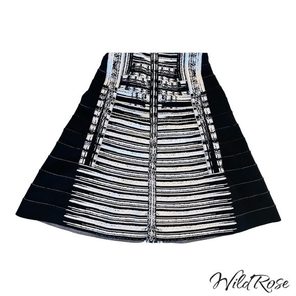 HERVE LEGER SABRINA BLACK & WHITE SWEETHEART BODICE STRAPPY BANDAGE DRESS SZ XXS - Picture 6 of 14